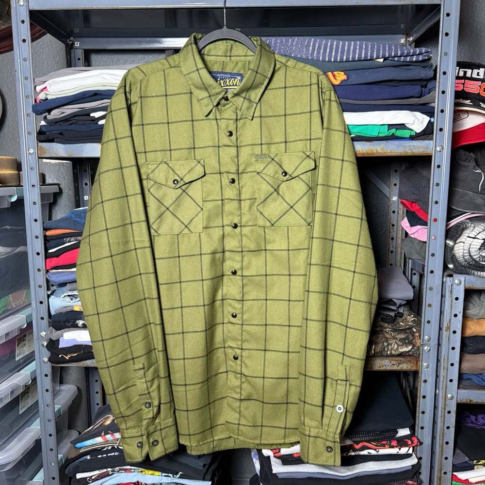 Dixxon Bodie Flannel Shirt Green Plaid Long Sleeve Snap XLT